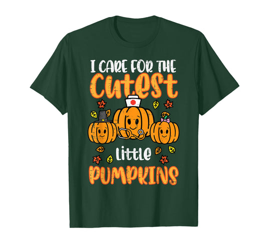 Pumpkins Nurse Halloween Scrub Top Fall Thanksgiving Women T-Shirt