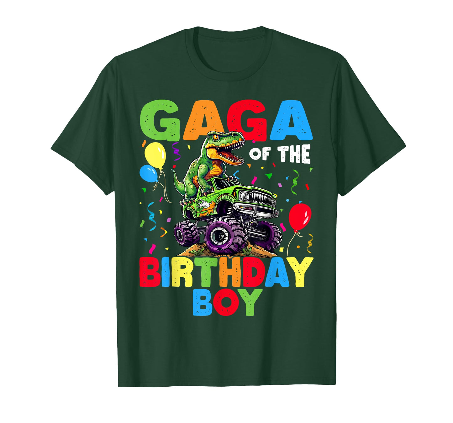 Gaga Of The Birthday Boy Dinosaur T-Rex Monster Truck T-Shirt