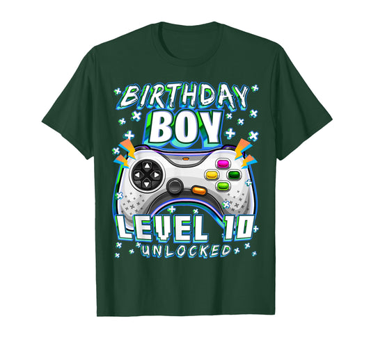 Level 10 Unlocked Video Game 10th Birthday Gamer Boys T-Shirt