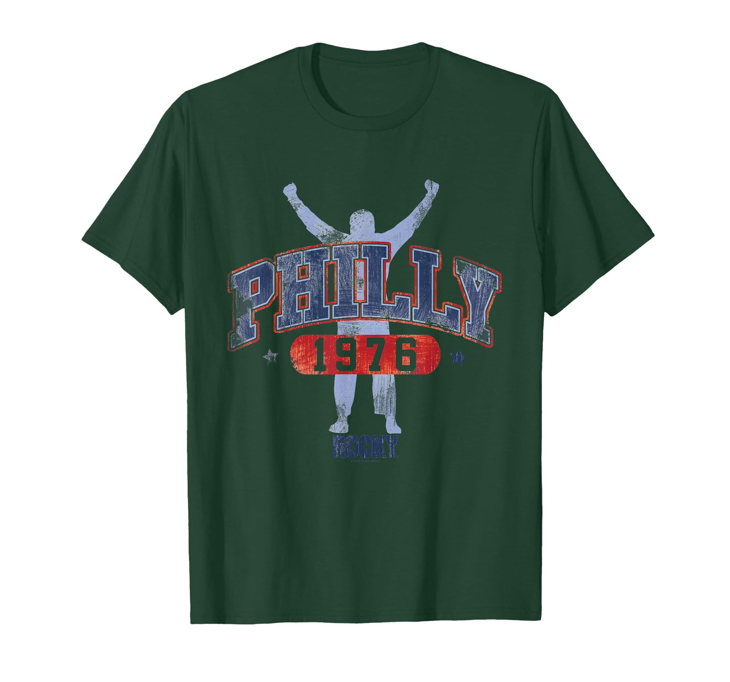 Rocky Men's Classic Fit Black Short Sleeve Crew Neck T-Shirt - Small - Rocky Philly 1976
