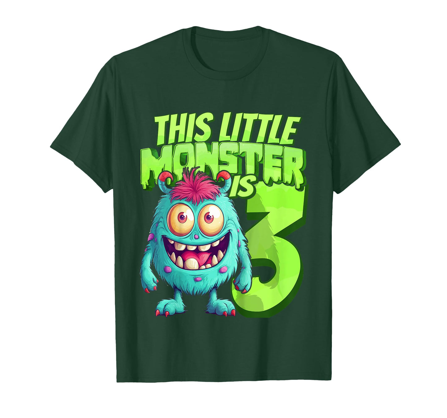 This Little Monster Is 3 - Three Years - 3rd Birthday T-Shirt