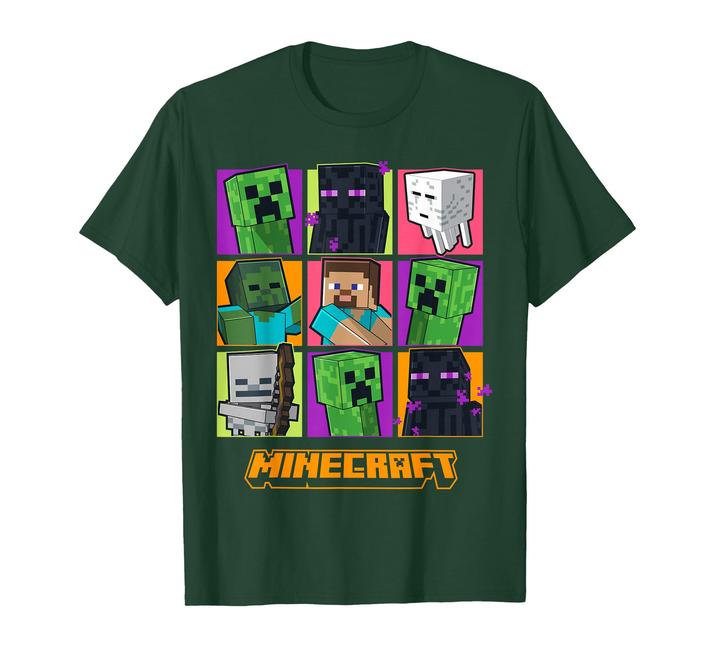 Minecraft Creeper Enderman Characters Grid T-Shirt
