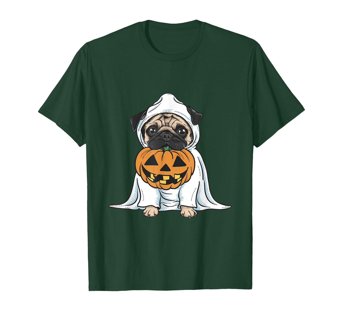 Pug Ghost Dog Halloween T-Shirt for Men Women Kids