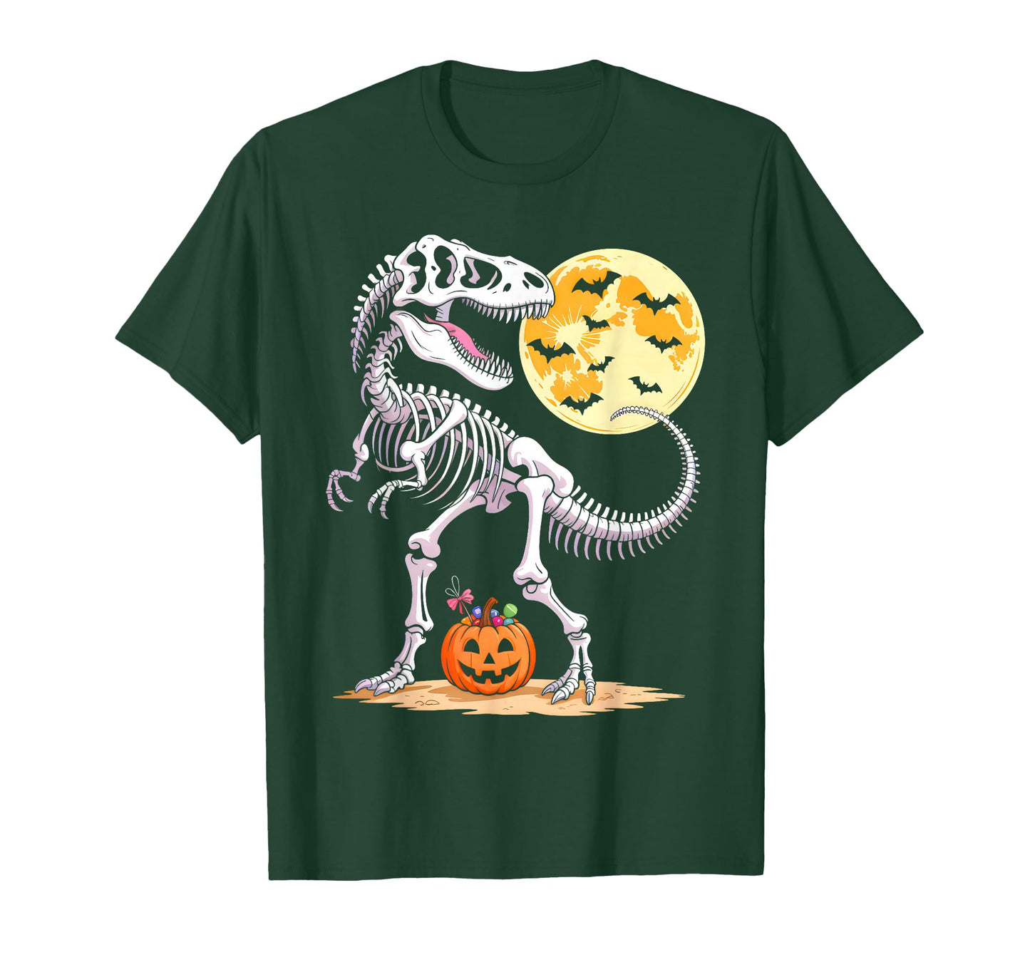 Skeleton Mummy Dinosaur T-rex Candy Moon Pumpkin Halloween T-Shirt