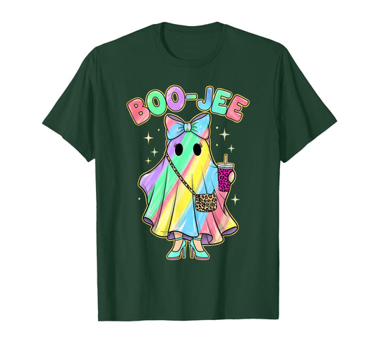 Funny Halloween Shirt Cute Boo-JEE Rainbow Ghost Women Girls T-Shirt