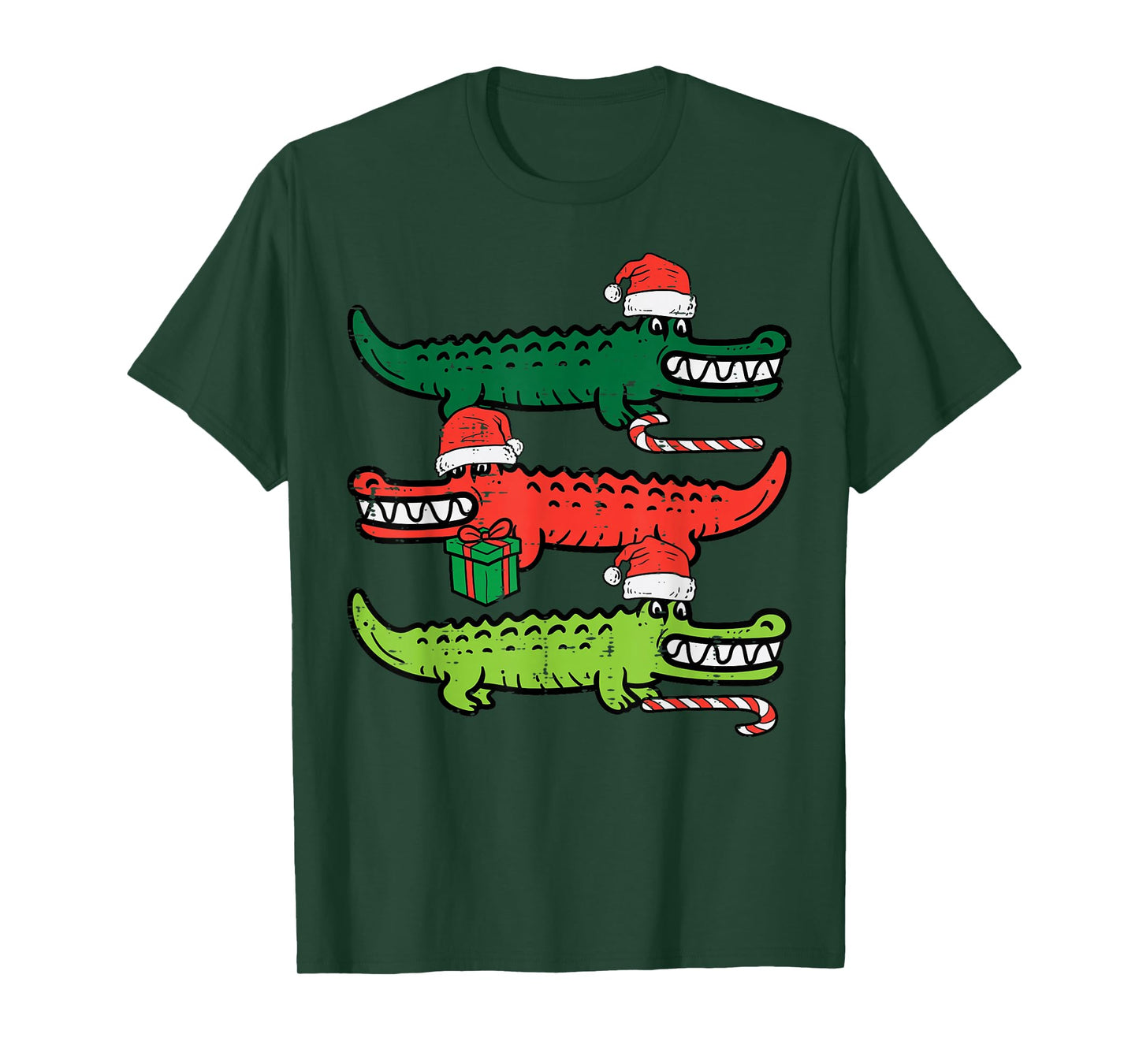 3 Christmas Crocodiles Santa Xmas Alligator Men Women Kids T-Shirt