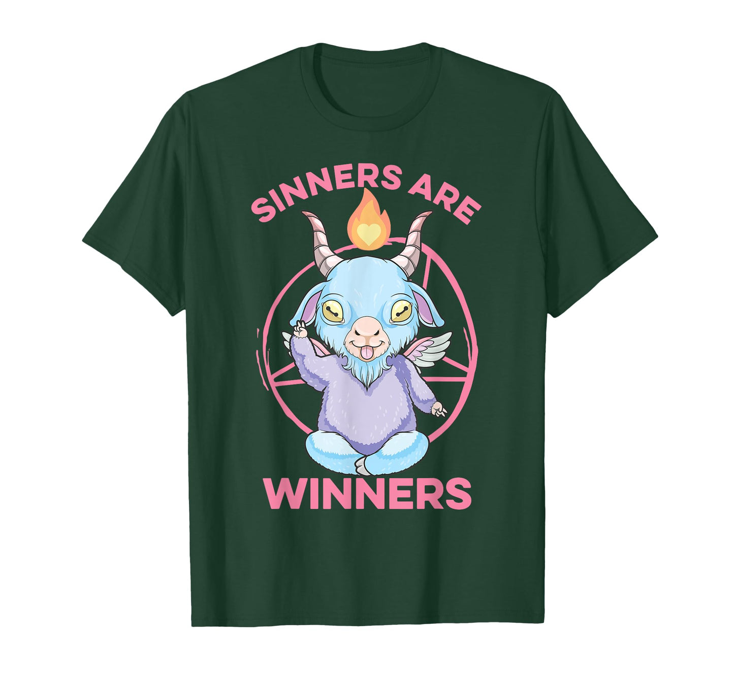 Pastel Goth Baby Baphomet Sinners Are Winners Anime Nu Goth T-Shirt