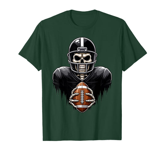 Skeleton Playing Football Player Halloween Costume Sports T-Shirt