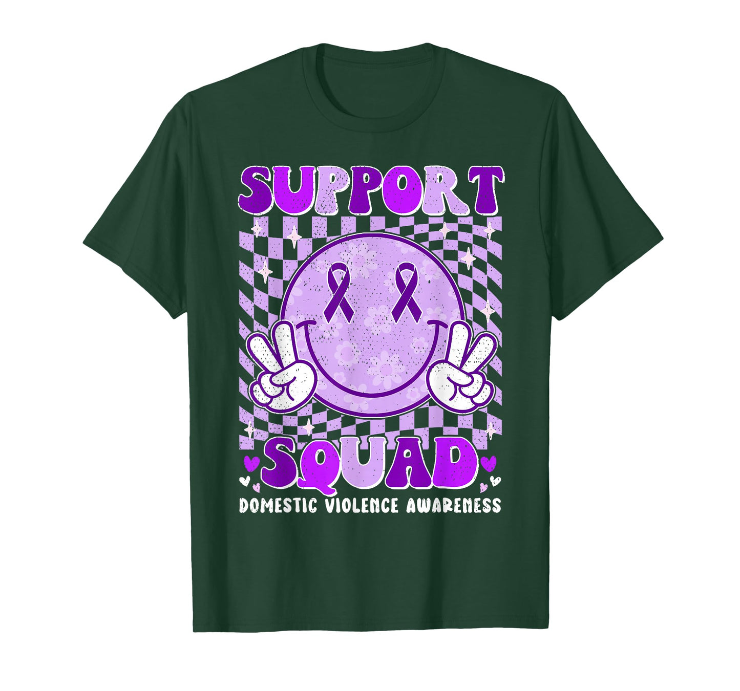 Groovy Domestic Violence Awareness Men Women Support Squad T-Shirt