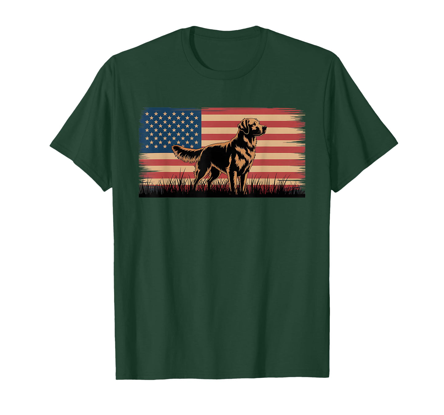 Patriotic Golden Retriever Tee | American Flag Dog Gifts T-Shirt