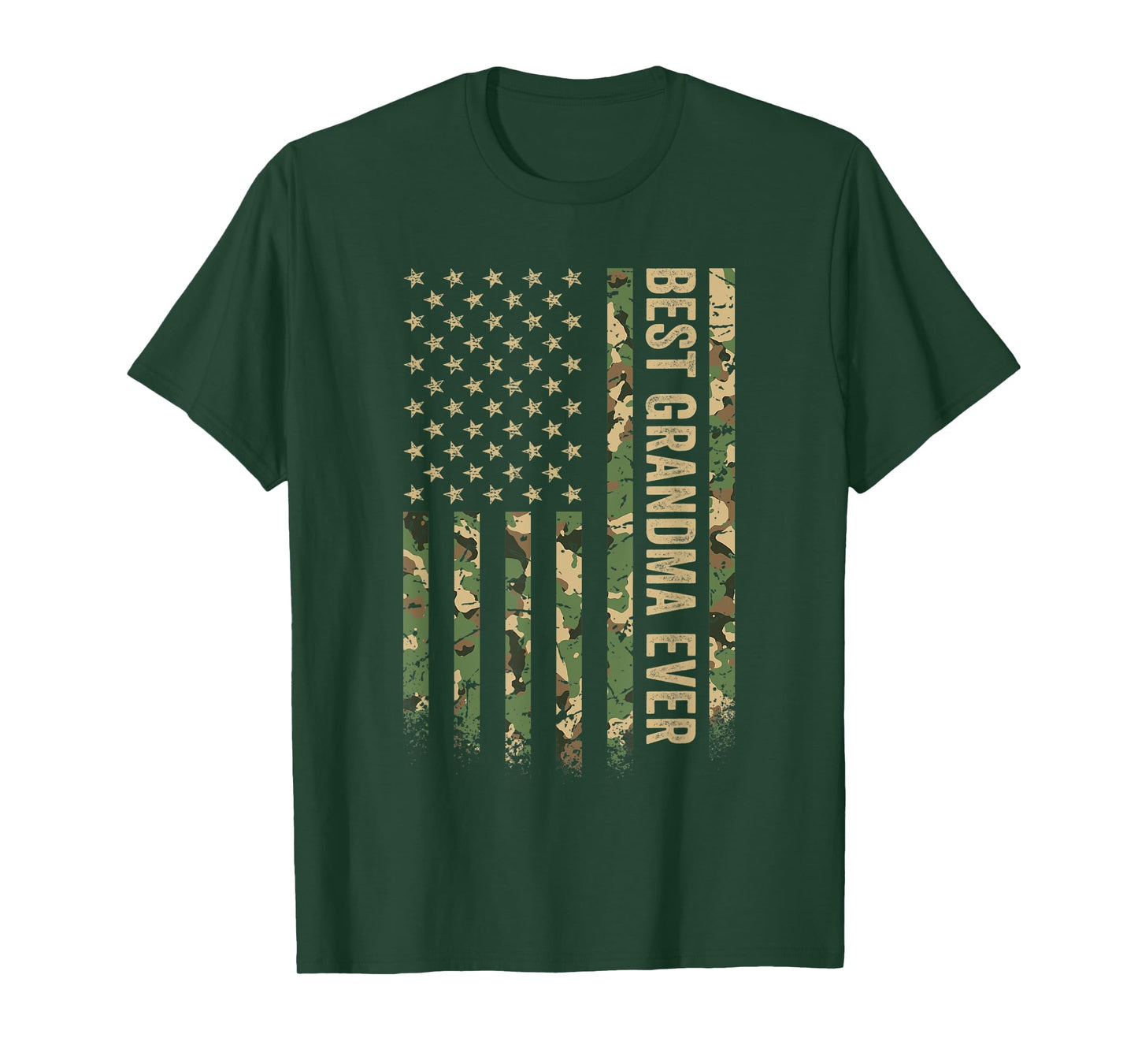 Best Grandma Ever American Flag Camo Veteran Patriotic T-Shirt for Women Men