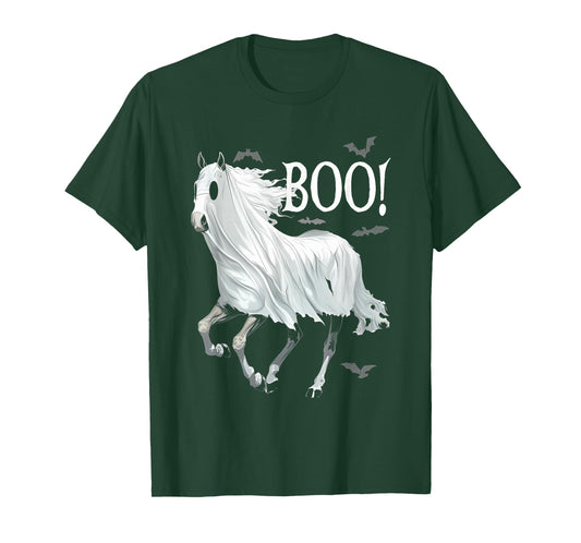 Funny Ghost Boo Horse Equestrian Lover Halloween Costume T-Shirt