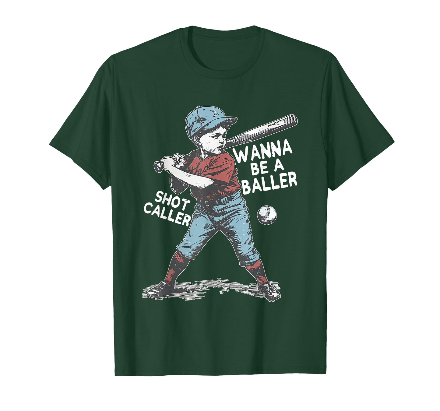 Wanna be a baller shot caller Retro baseball Vintage Boy Kid T-Shirt