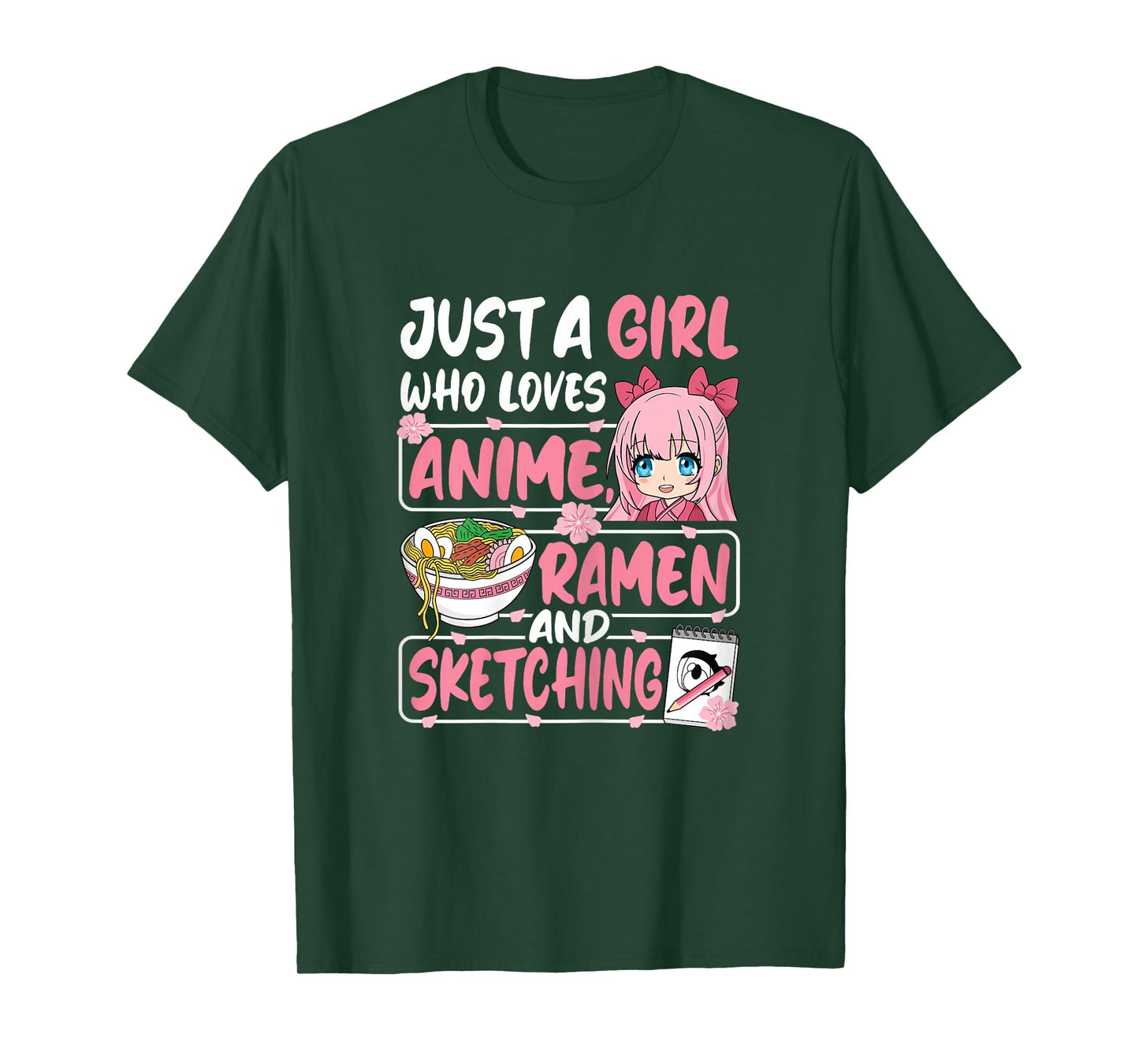 Just A Girl Who Loves Anime Ramen and Sketching Japan Women T-Shirt