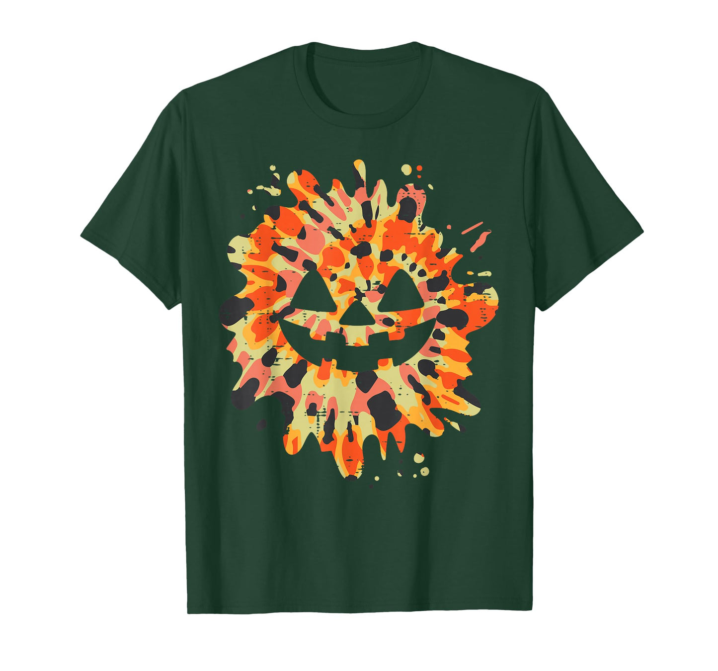 Orange Tie Dye Pumpkin Face Jack O Lantern Halloween Hippie T-Shirt
