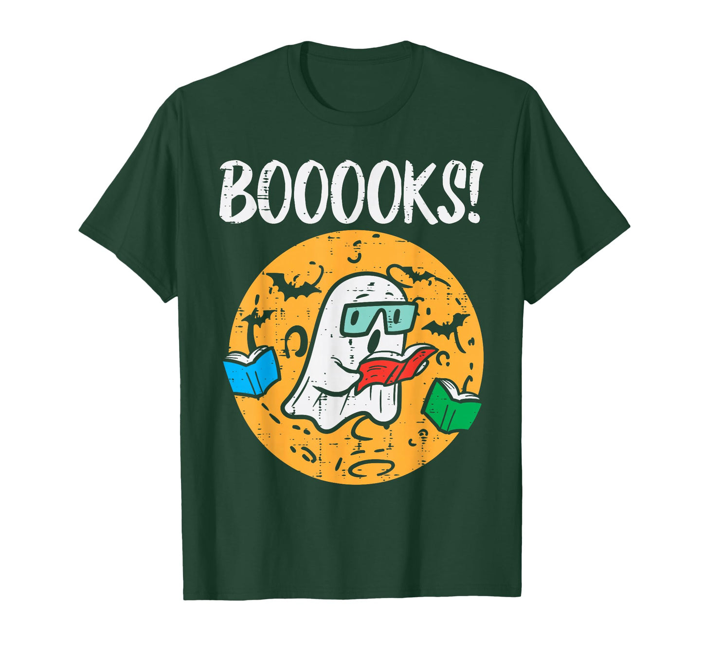 Boooks Ghost Read Book Halloween Teacher Librarian Men Women T-Shirt