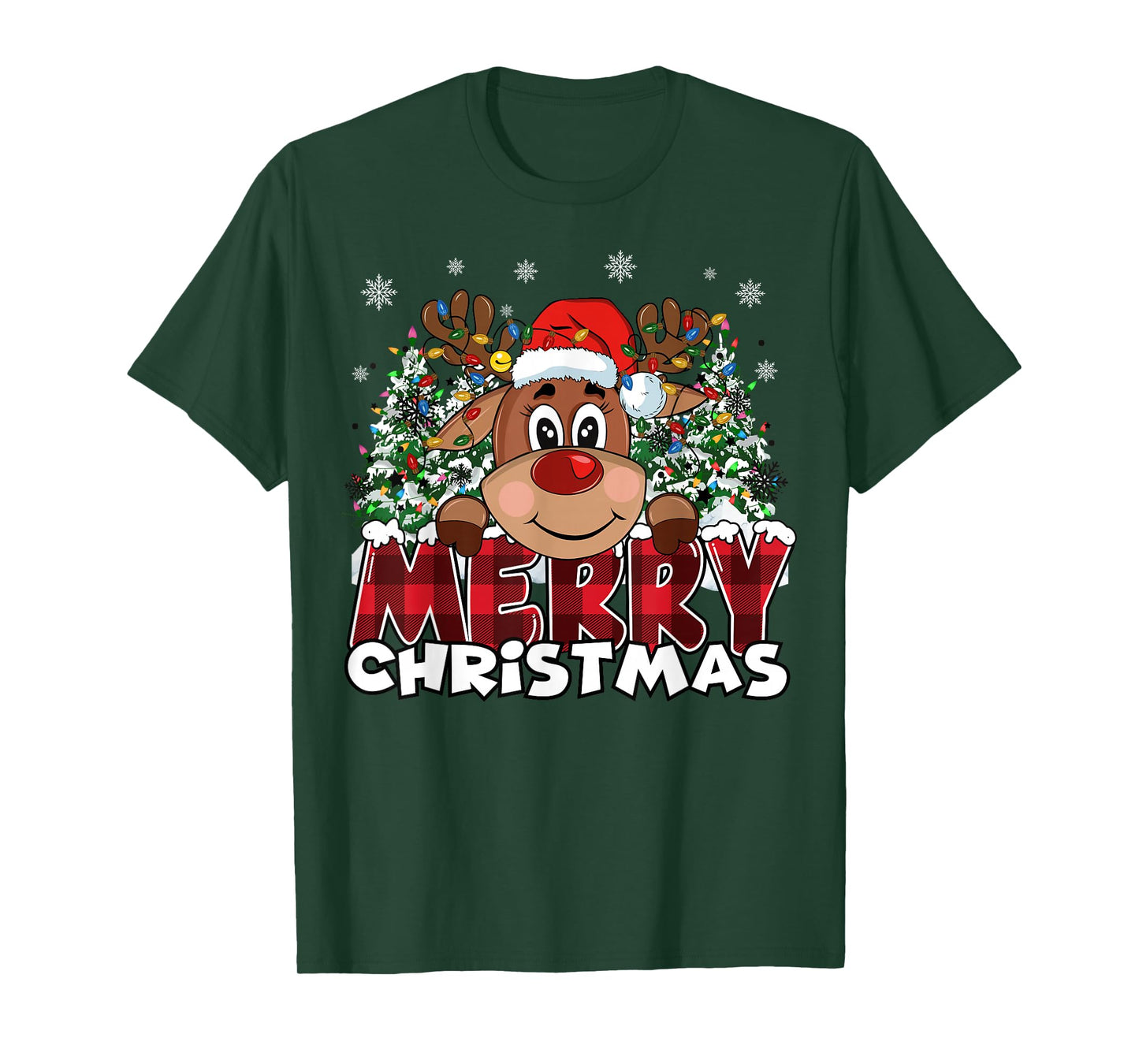 Funny Reindeer Xmas Men Women Family Merry Christmas T-Shirt