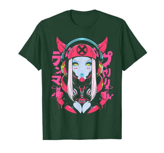 Anime Manga Cyberpunk Aesthetic Techwear Harajuku Waifu T-Shirt