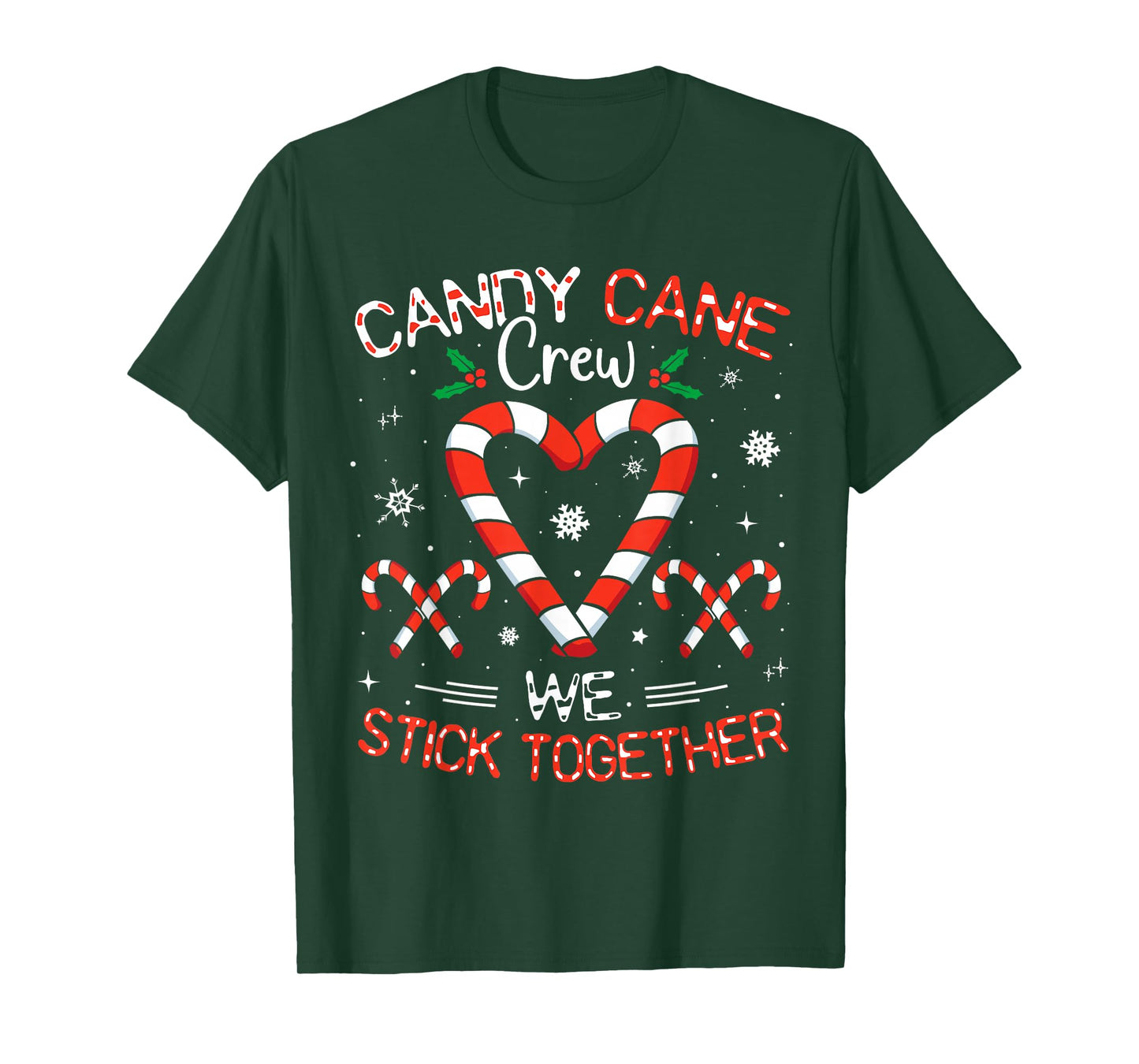 Christmas Candy Cane Heart Crew Family Matching Pajamas T-Shirt
