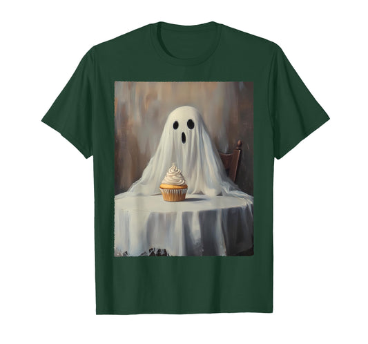 Halloween Costume Spooky Ghost Eating Cupcake Funny Cake T-Shirt