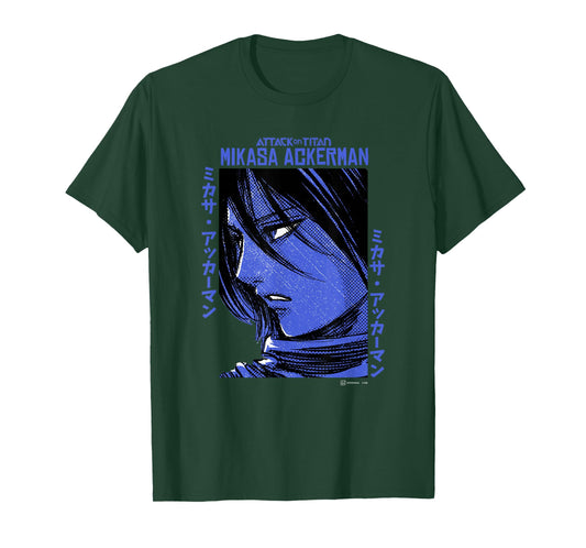 Attack on Titan Mikasa Ackerman Japanese Manga Face Portrait T-Shirt