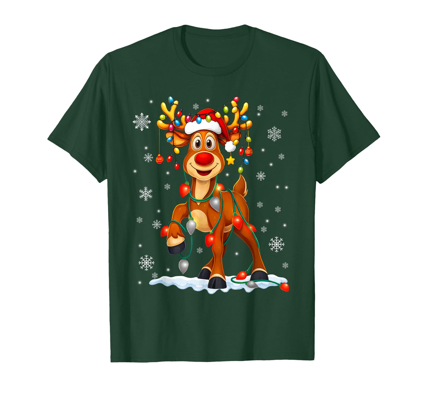 Funny Rudolph Reindeer Pjs Pajamas Christmas Men Women Kids T-Shirt