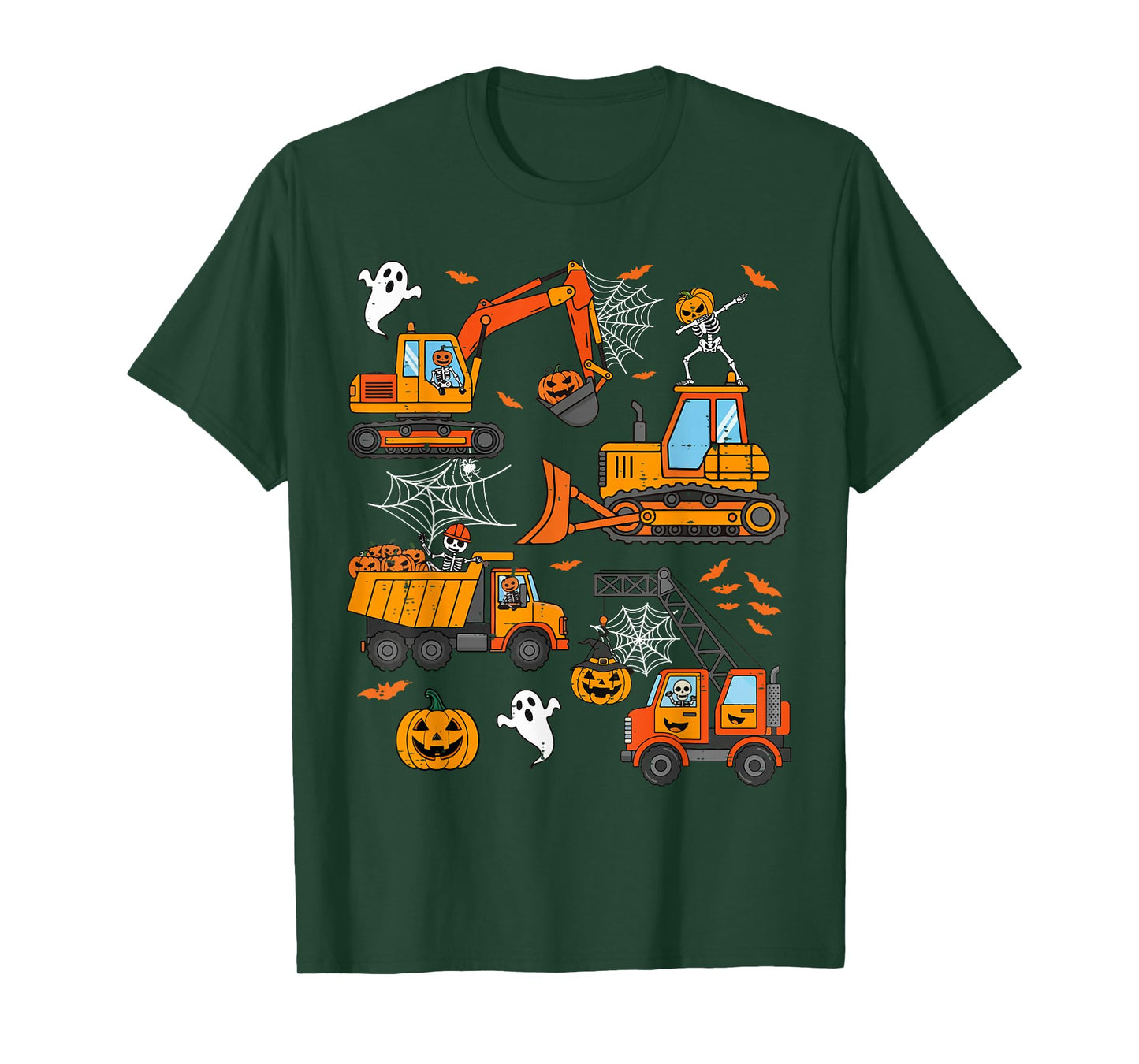 Spooky Construction Trucks Toddler Boys Halloween Costume T-Shirt