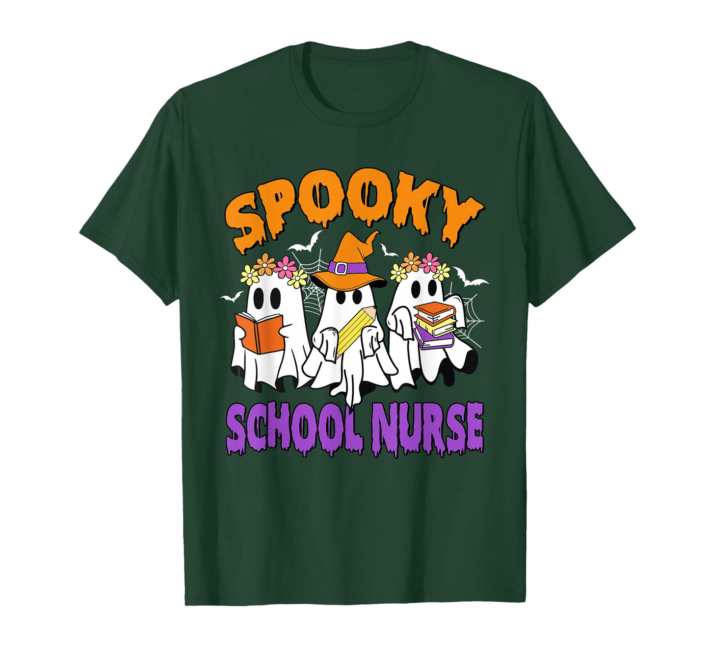Spooky School Nurse Funny Ghost Halloween T-Shirt