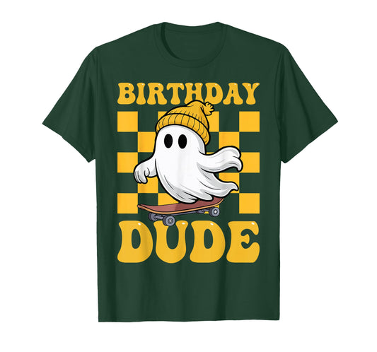 October Birthday Dude Ghost Halloween Spooky Skateboarding T-Shirt