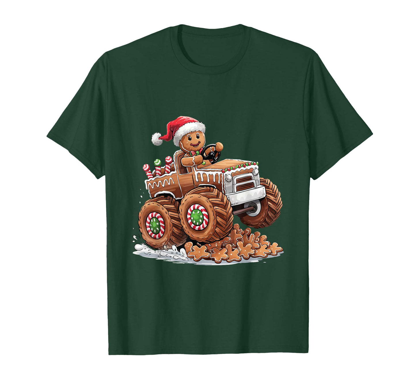 Monster Truck Gingerbread Man Funny Christmas Baking Cookies T-Shirt