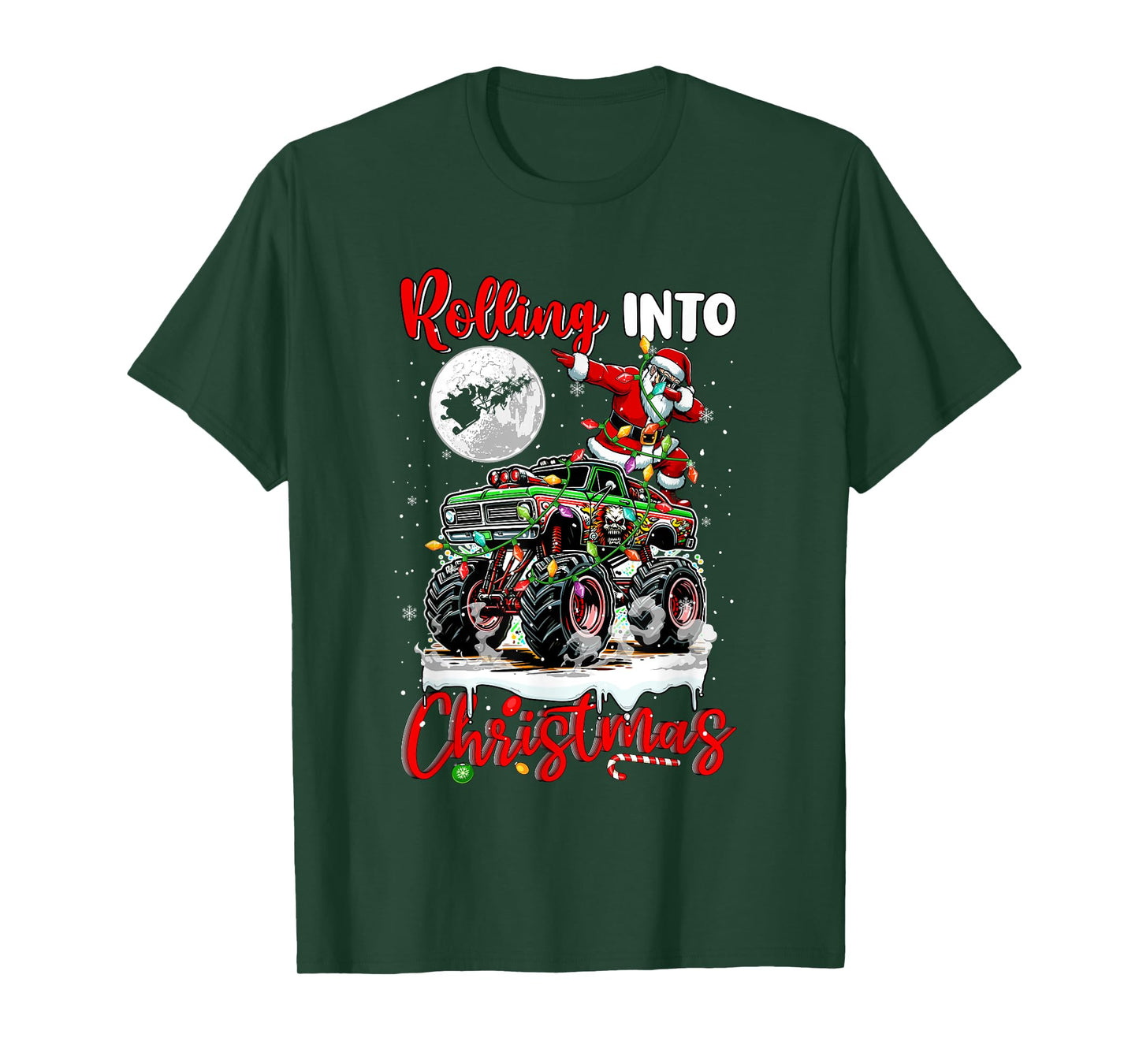 Rolling Into Christmas Santa Dabbing On Monster Truck Driver T-Shirt