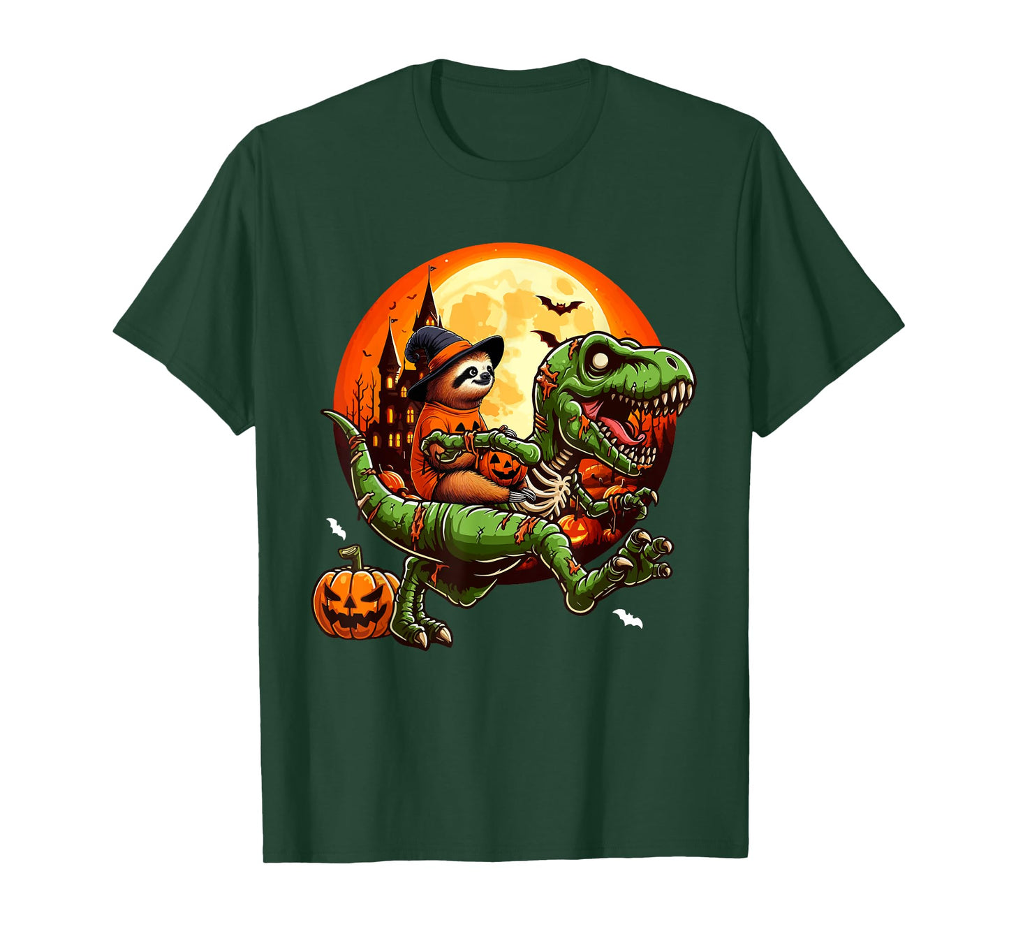Sloth Riding Horror T-rex As Zombie Halloween Kids Toddler T-Shirt
