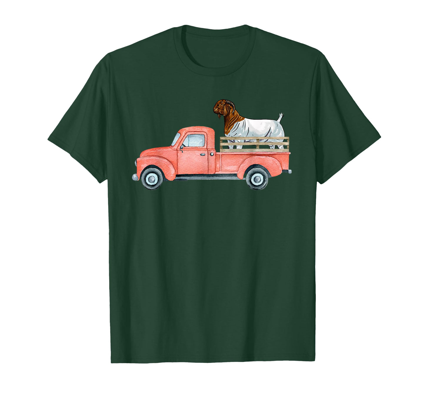 Boer Goat Buck in a Red Truck T-Shirt