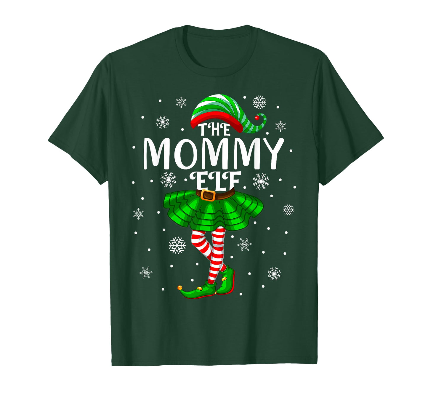 Mom Xmas Family Matching Women Girls The Mommy Elf Christmas T-Shirt