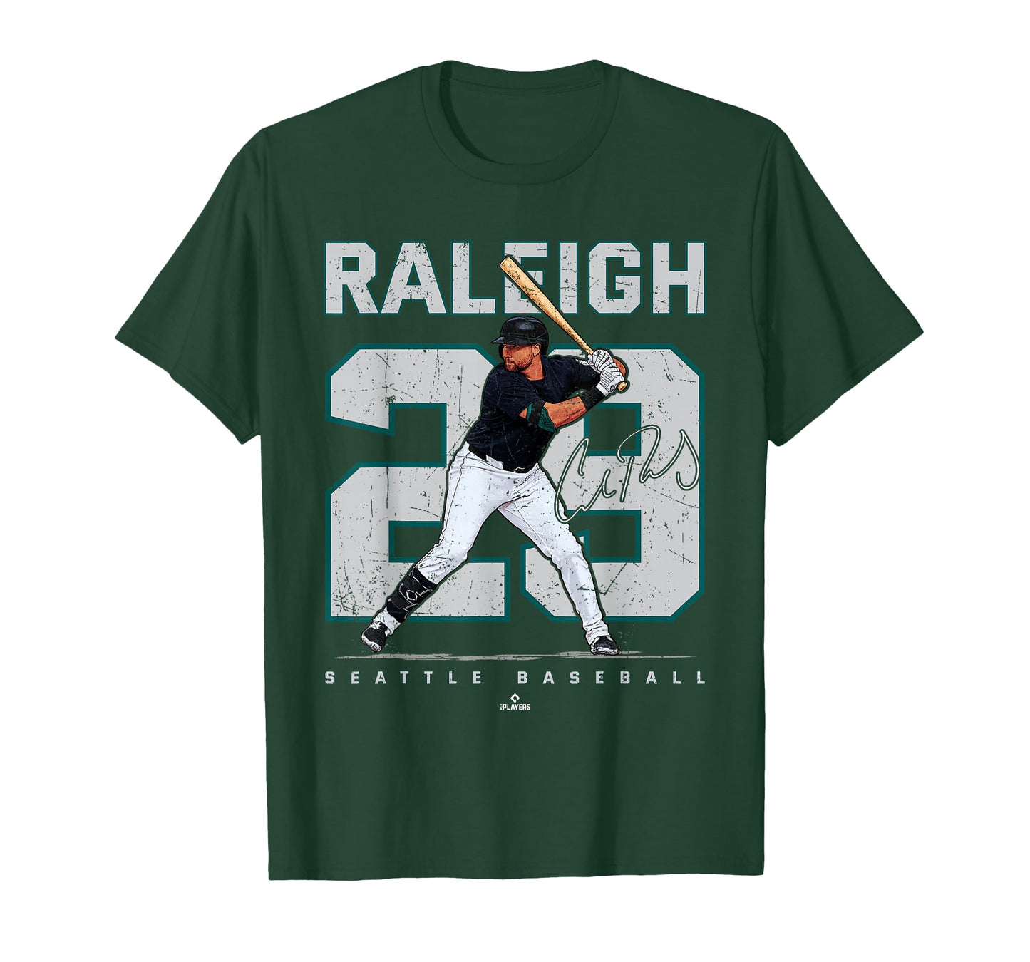 Number and Portrait Cal Raleigh Seattle Baseball MLBPA T-Shirt