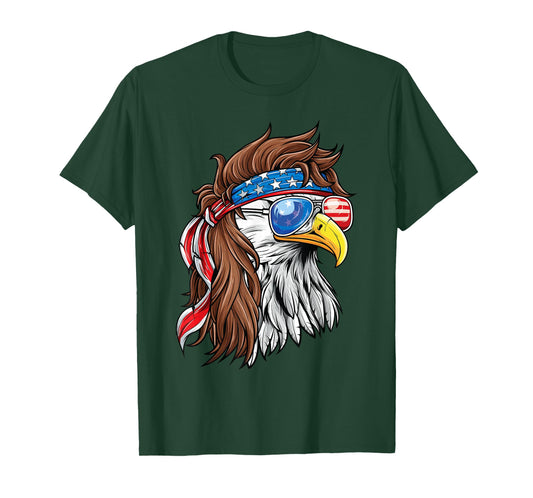 Patriotic Bald Eagle Mullet USA American Flag 4th of July T-Shirt
