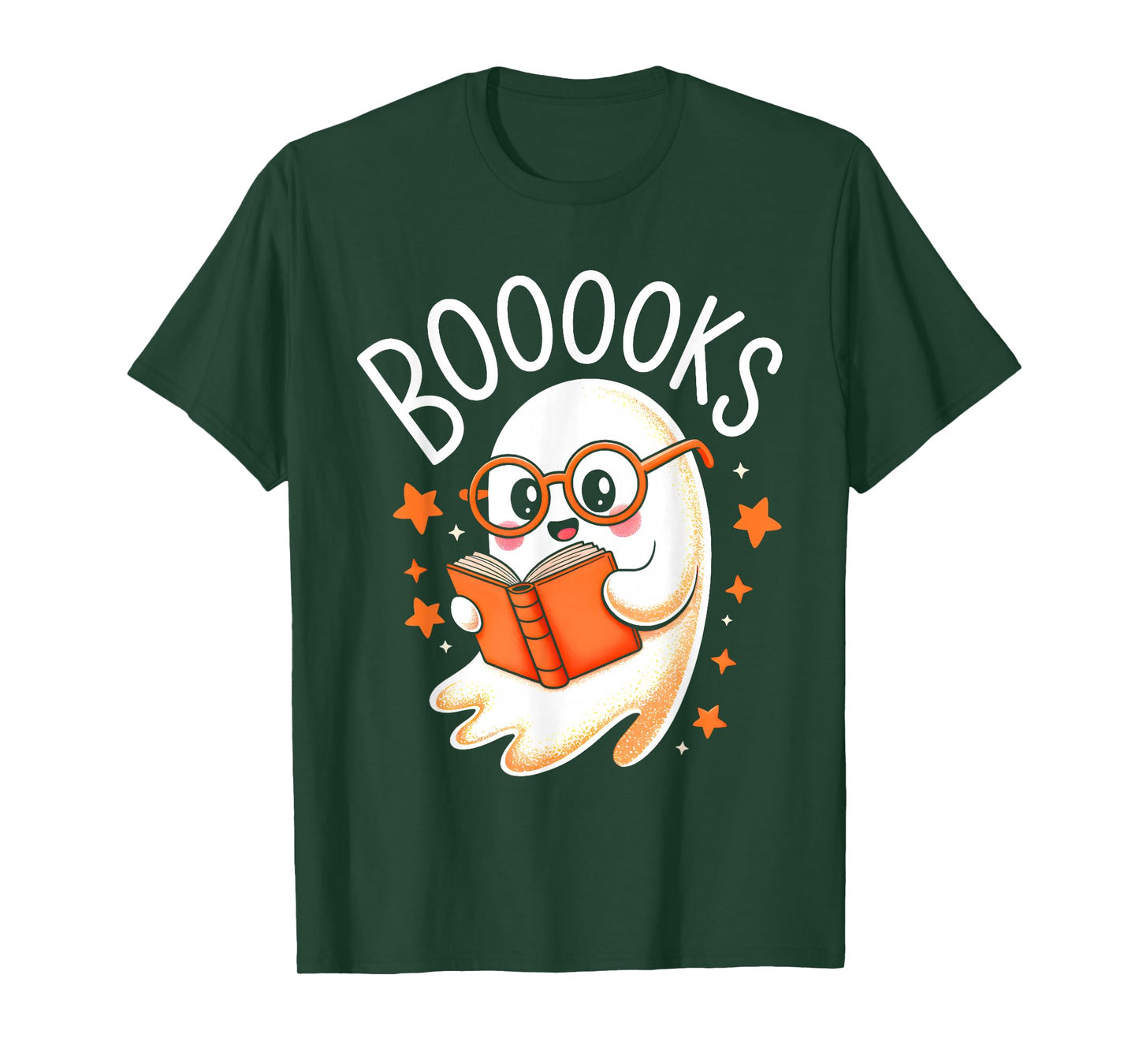 Cute Ghost Reading Book Lovers Librarian Teacher Halloween T-Shirt