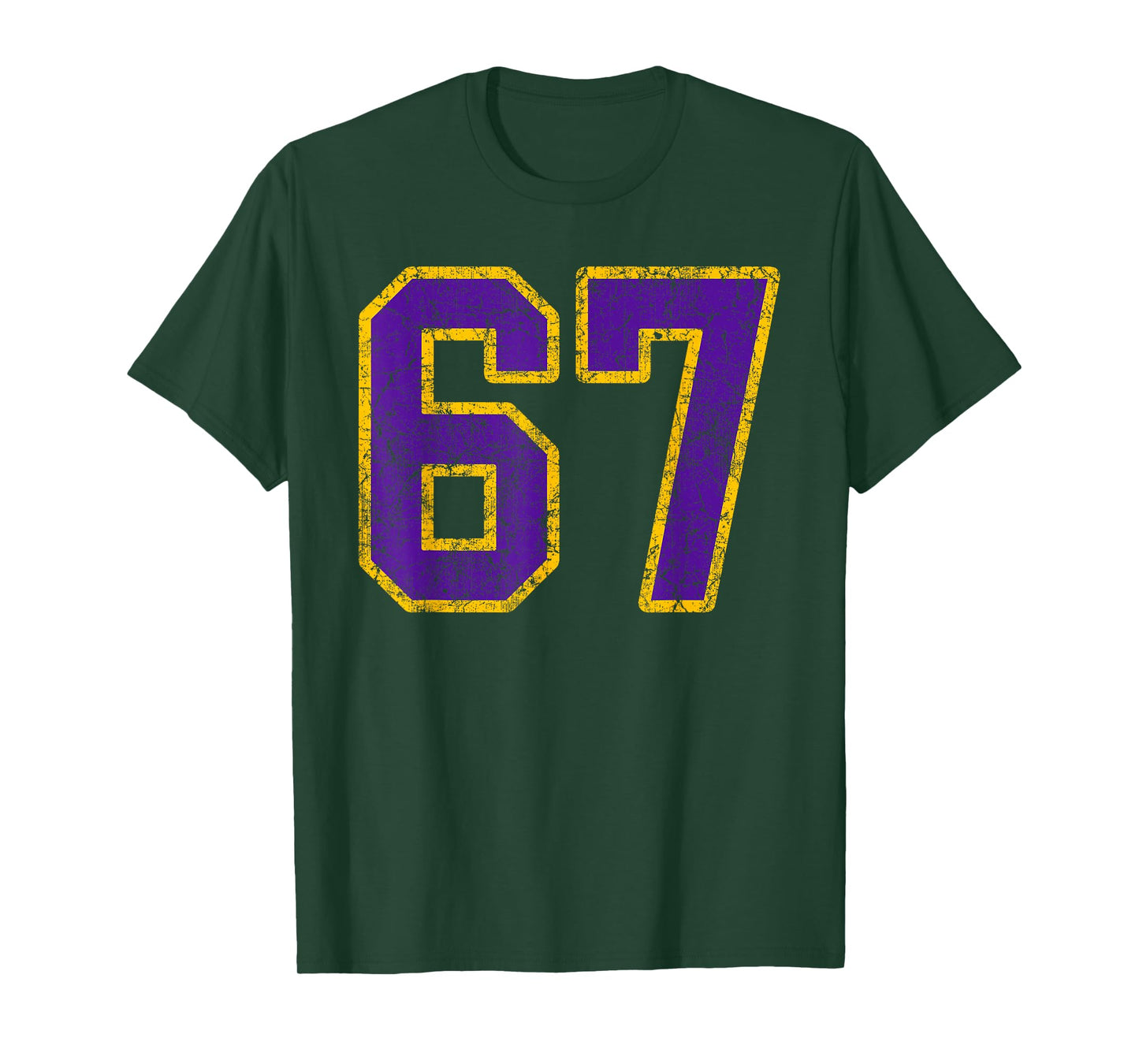 Purple Gold Number 67 Jersey Player Uniform #67 Grunge T-Shirt