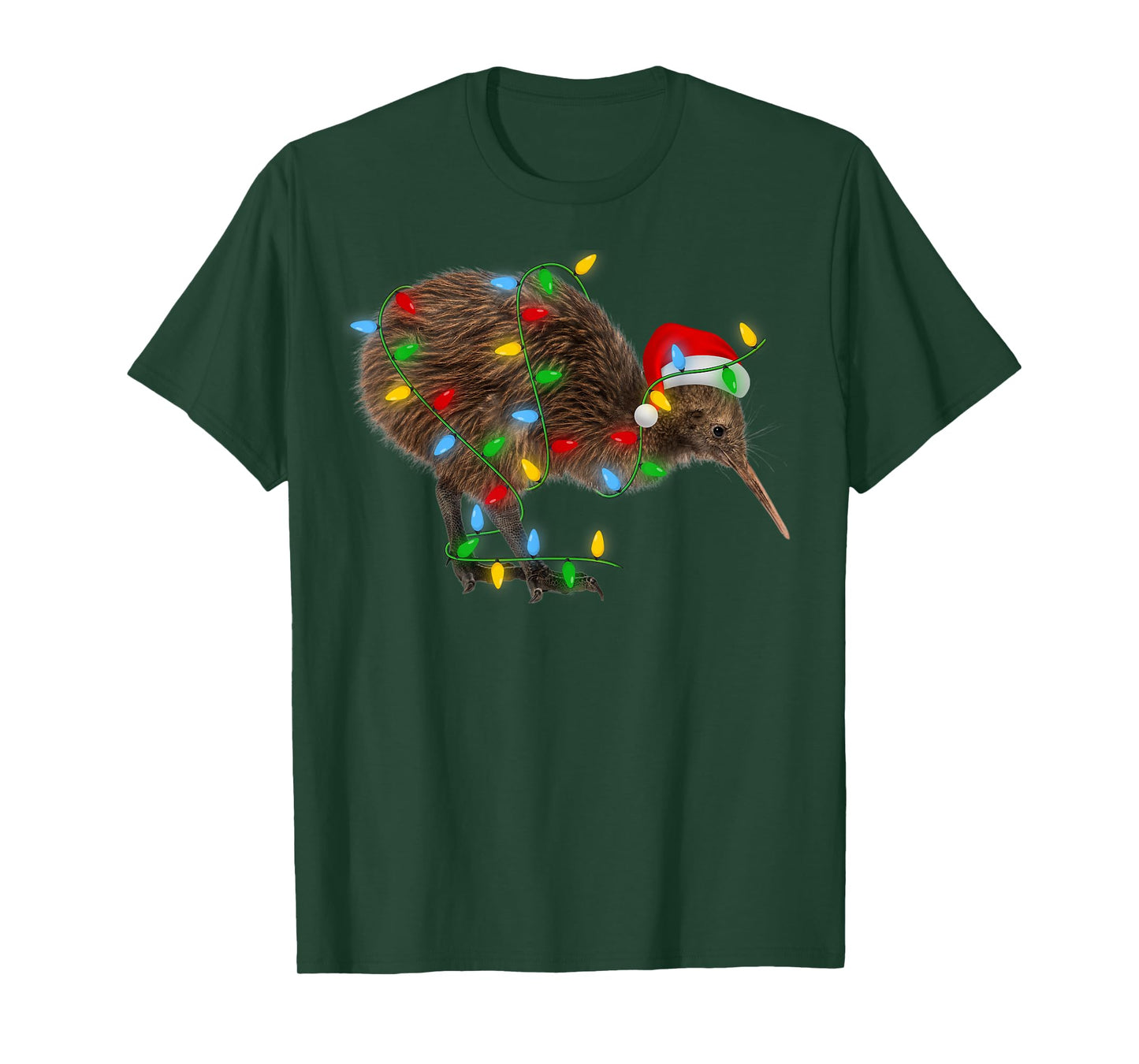 Kiwi Bird Xmas Lighting Holiday Santa Kiwi Christmas T-Shirt