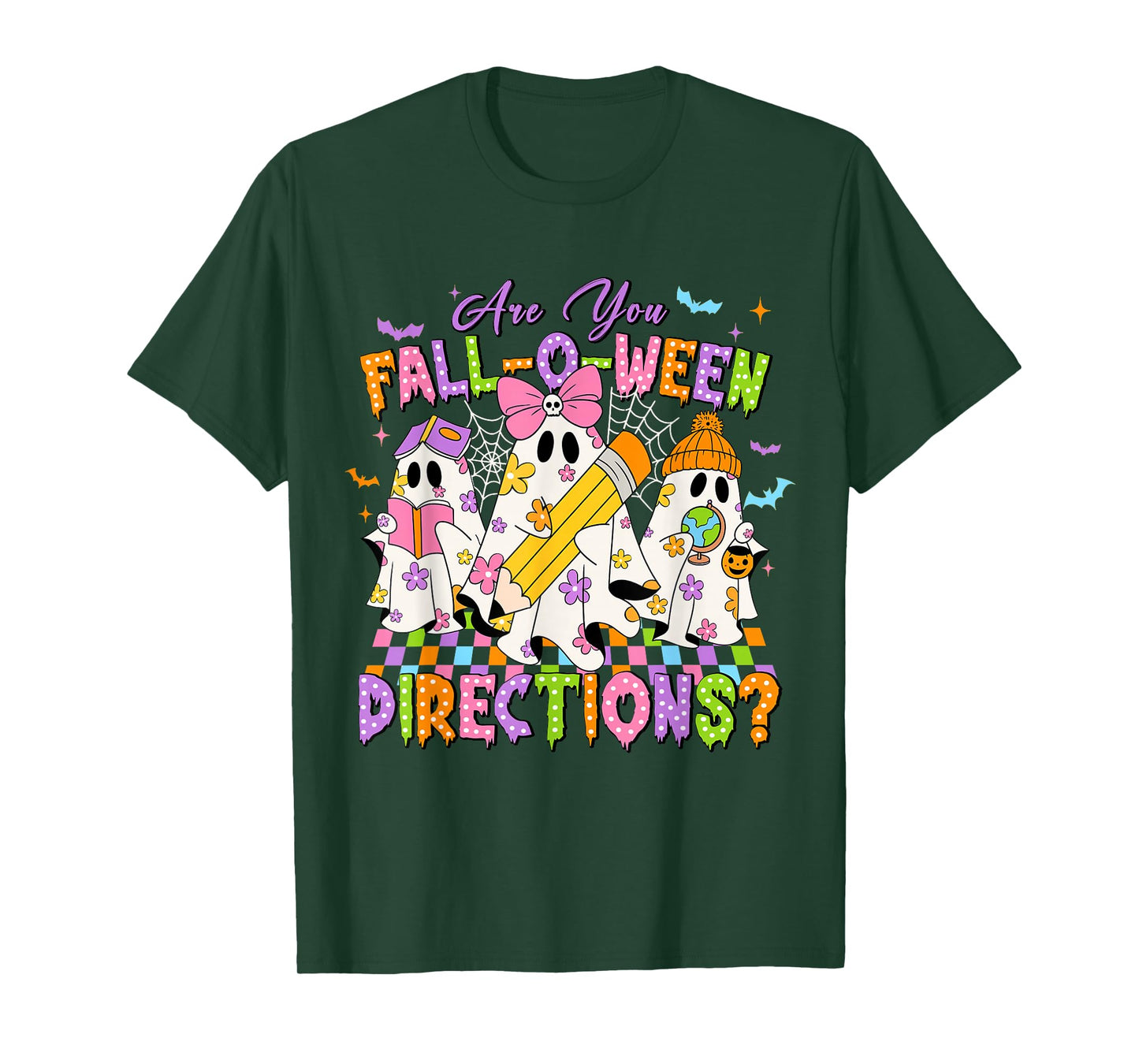 Halloween Floral Ghost Teacher are You Falloween Directions T-Shirt