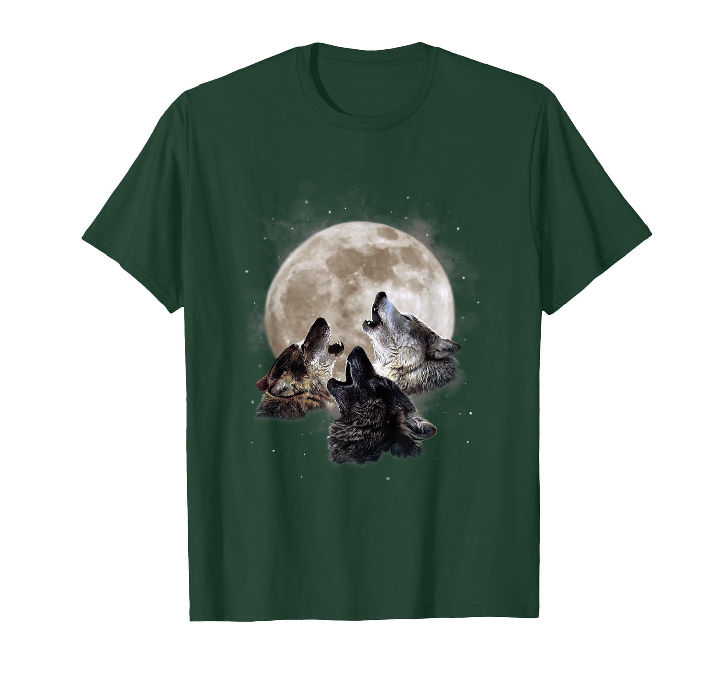 Three Wolves Howling at the Moon - Wolf Lover T-Shirt
