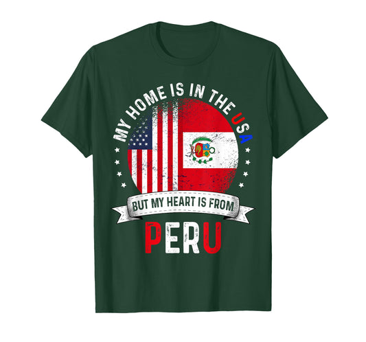 Peruvian American Patriot Heart is from Peru Flag T-Shirt