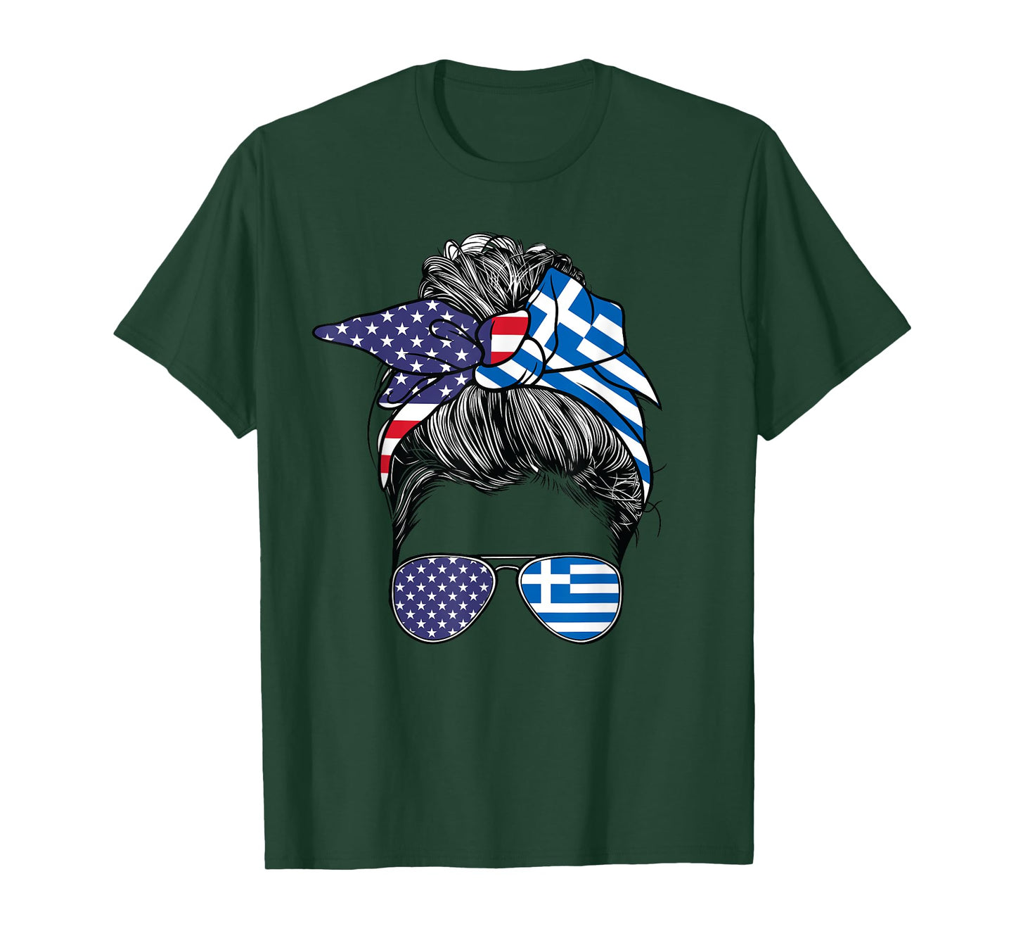 Greek Women Girl USA Heritage American Greece Flag T-Shirt