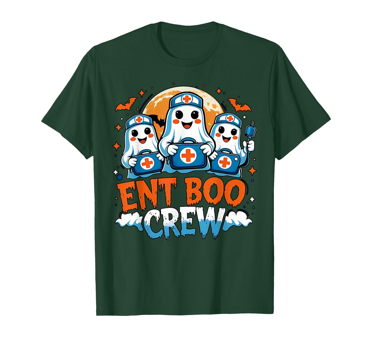 Spooky ENT Boo Crew Nurse Halloween Ghost Otolaryngology T-Shirt