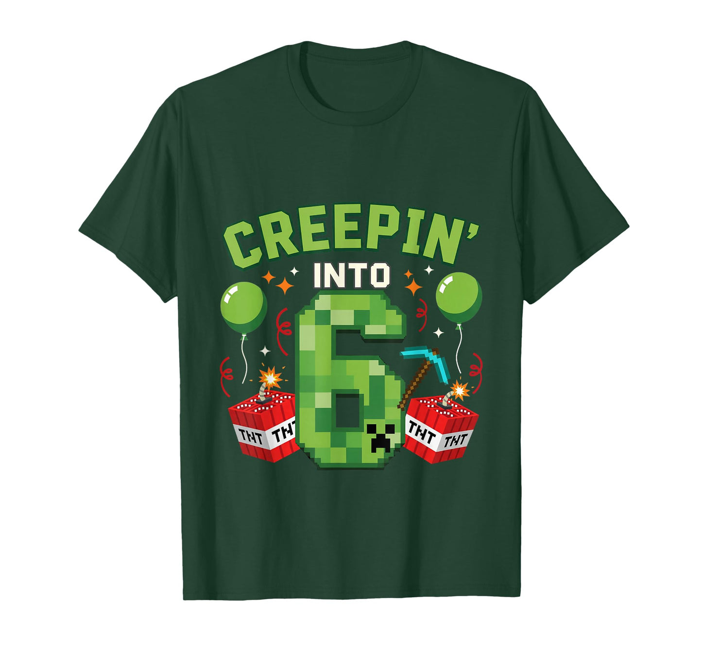 It's My 6th Birthday Boy Gamer Creepin’ Into 6 Gamer Pixel T-Shirt