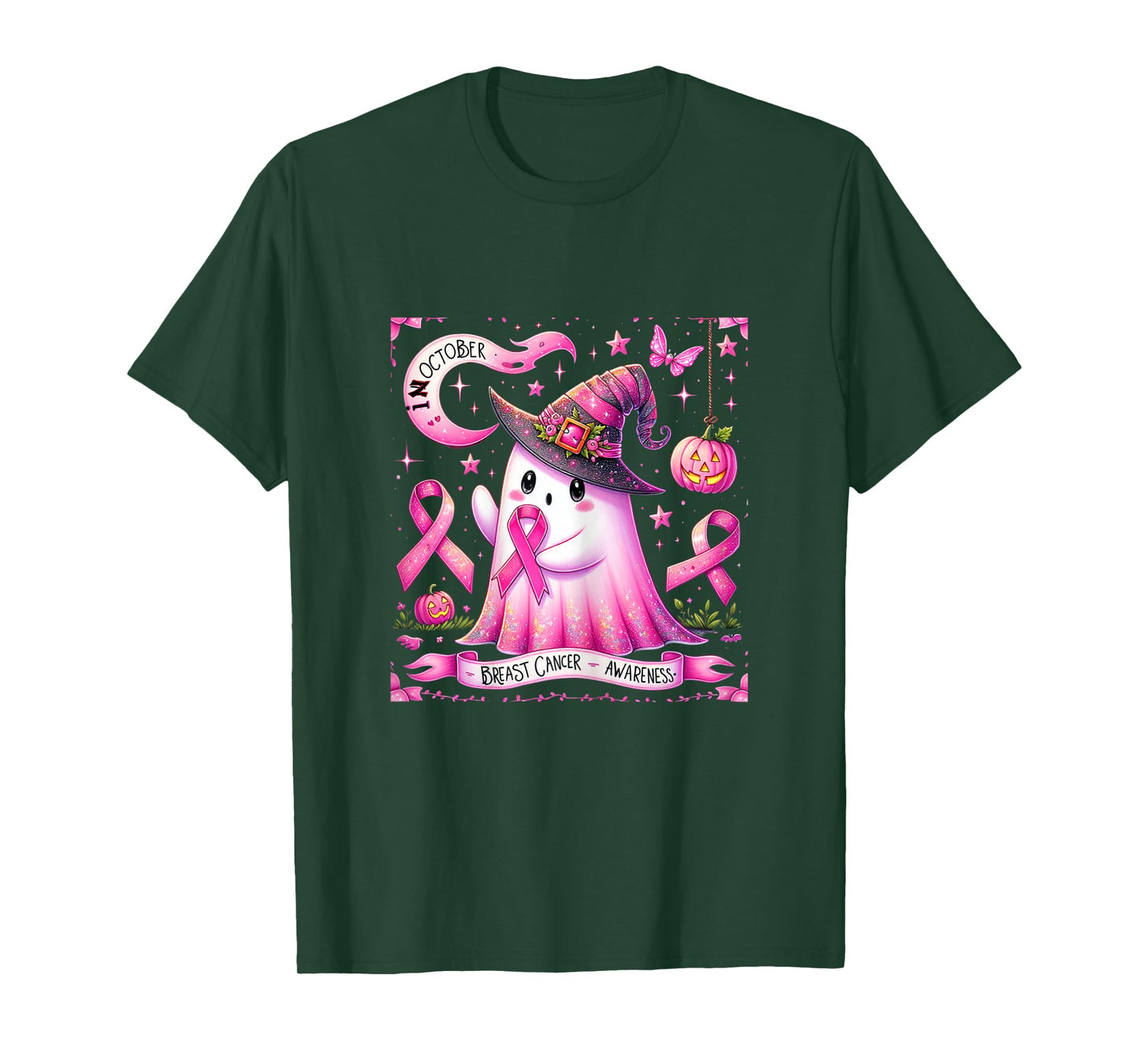 Pink Ghost for Breast Cancer Awareness in October T-Shirt