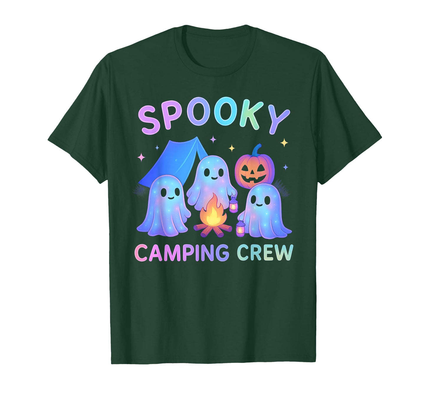 Spooky Camping Crew Ghosts Halloween Campfire Vintage Boo T-Shirt