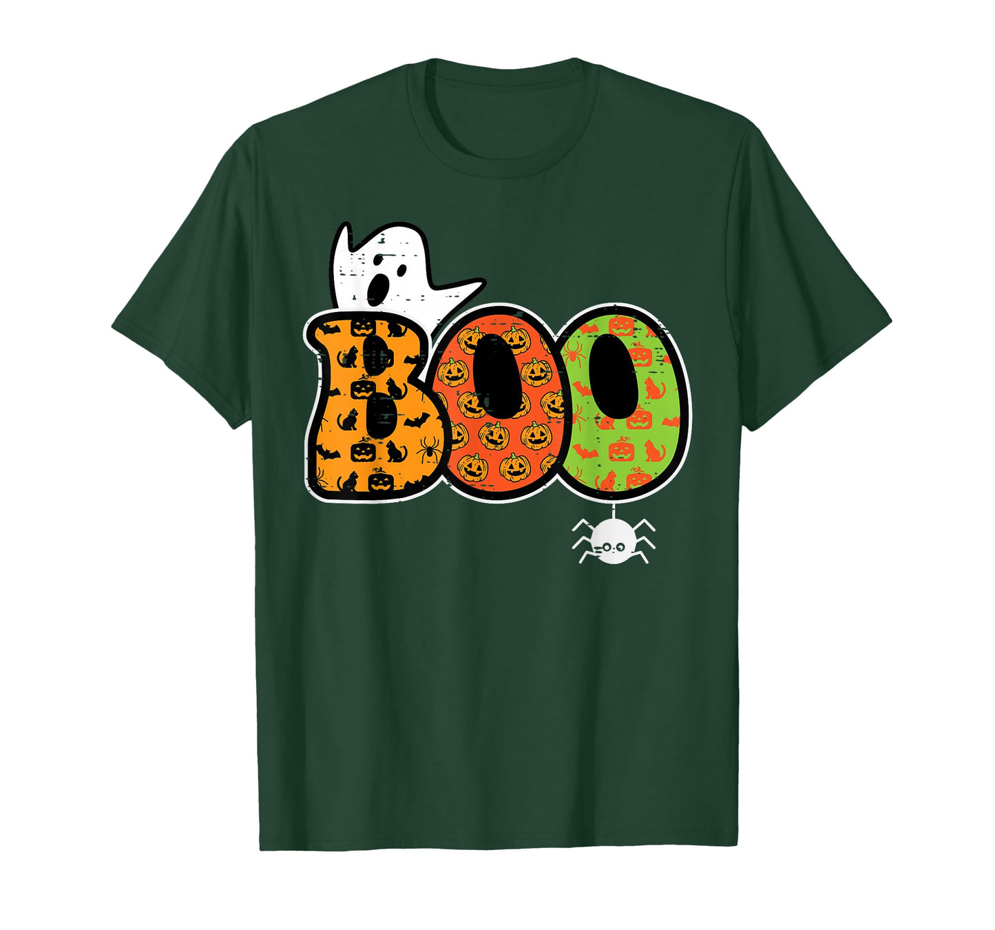 Boo Ghost Spider Retro Groovy Halloween Men Women Kids T-Shirt