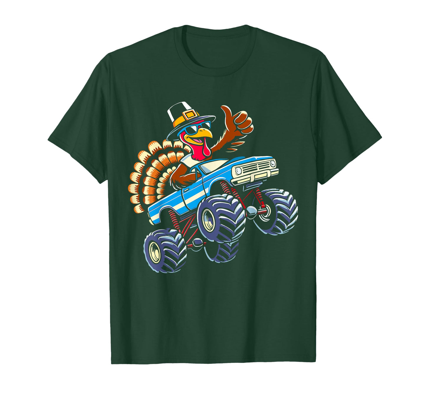 Turkey riding monster truck for boys kids thanksgiving T-Shirt