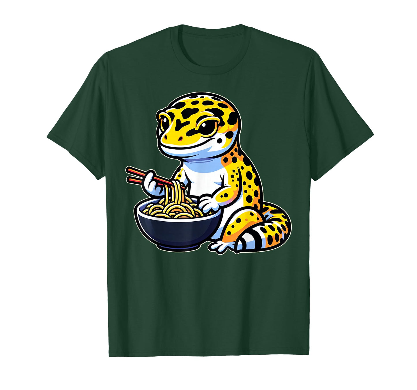 Kawaii Leopard Gecko Lover Gifts Leopard Gecko Eating Ramen T-Shirt